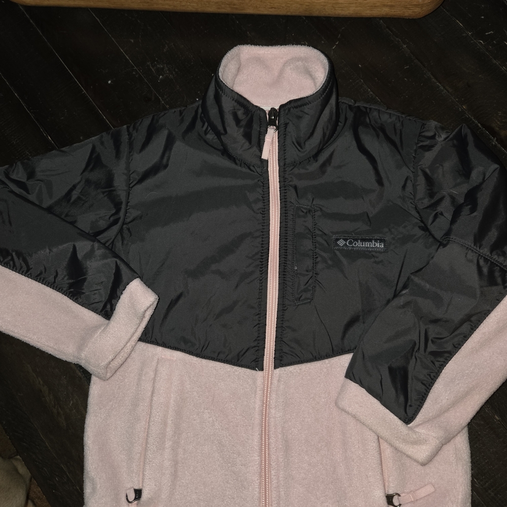 Columbia Kids' Black and Soft Pink Puffer Jacket
